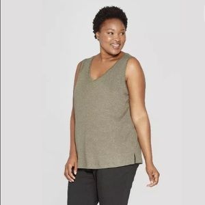 Women’s Sleeveless Heathered Green Knit Blouse